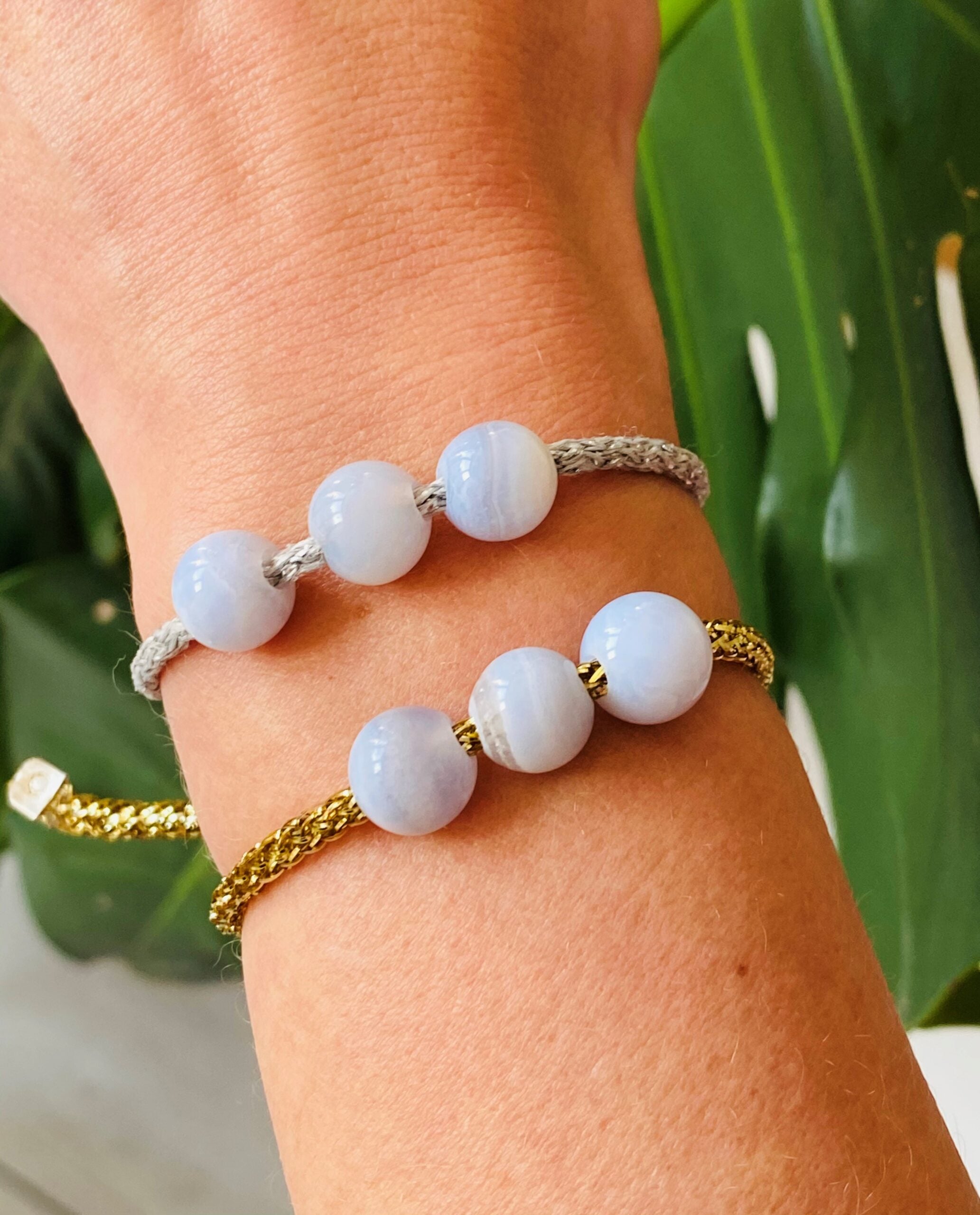 Blue Lace Agate Mini Gemstone Bracelet — Sivana